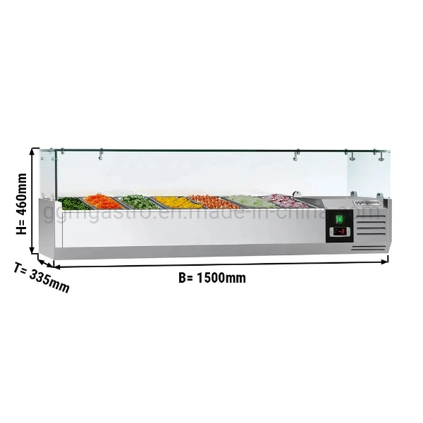 Salad Display Refrigerator Countertop Salad Prep Table Showcase with Glass Cover