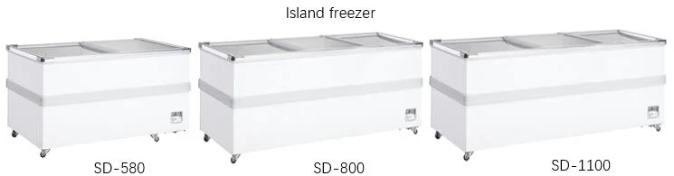 2500mm Sliding Glass Door Commercial Refrigerator Display Combi Island Freezer